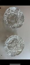 2 Glass Ashtrays sculptured heavy duty Vintage picture