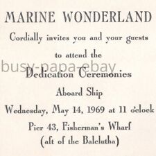 1969 Marine Wonderland Ship Ceremony Invitation Fisherman' Wharf San Francisco picture