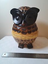  Folk Art Owl Resin Wood Tone Owl Distressed Hand Carved Looking 10.5  picture