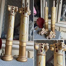 Rare Antique 2 Gold French Religious Pillars Salvaged Church Columns picture