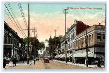c1910 Business Section St Catherine Street West Montreal Ontario Canada Postcard picture