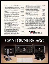 1979Ten-Tec OMNI Transceiver Vintage PRINT ADVERTISEMENT Amateur Radio Reviews  picture