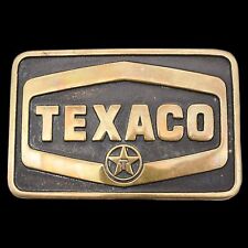 1980s Texaco Gasoline Co Service Station Oil Solid Brass Vintage Belt Buckle picture