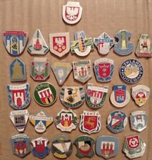 Poland Polish Heraldic City Crest Coat of Arms vintage enamel pin badge lot  picture