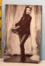 1947-66 Exhibit Card Pinup Gorgeous Brunette Shear Black Dress picture