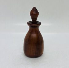 Vintage 1989s  Solid Wood Carved Figurine Bottle Design 4.5” Art Decor Signed C3 picture