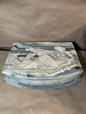 Beautiful Vintage Genuine Incolay Stone Trinket Jewelry Box picture