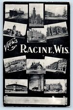 Racine Wisconsin Postcard Views Multiview Exterior View Buildings c1905 Vintage picture