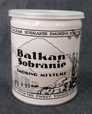 Vintage BALKAN SOBRANIE Pipe Tobacco Tin ~ White Graphics NM 8oz. A+ Condition picture