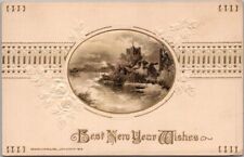 Vintage WINSCH HAPPY NEW YEAR Greetings Postcard Winter Church Scene 1914 Cancel picture