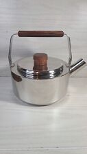 Farber Ware 2.5 Qt Stainless Steel Kettle Teapot with Wood Handles Spout MCM picture
