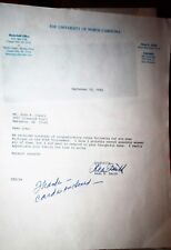 Dean Smith Coach University North Carolina signed letter on National Victory UM picture