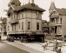 1908 San Francisco MOVING A HOUSE WITH HORSES 5X7 Photo  (208-G) picture
