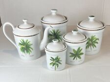 Vintage Florida Marketplace Palm Island 5 Pieces Ceramic Kitchen Canister Set picture