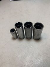 SNAP ON TOOLS -  Lot of 4 Deep Sockets, 3/8” Drive,12pt (1/2”,11/16,3/4”,13/16”) picture
