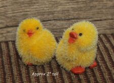 2 pc Set ~  Flocked BABY CHICK and DUCK Easter Decor ~ 2
