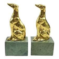 Vintage Jennings Brothers Brass Marble Base Greyhound Whippet Dog Bookends Pair  picture
