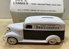 ERTL DIE CAST 1/25 SCALE 1938 CHEVY PANEL DELIVERY VAN ~ SEE'S CANDIES COIN BANK picture