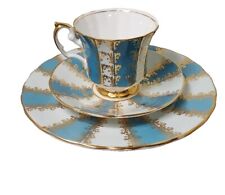 Vintage ELIZABETHAN Tea Cup, Saucer and plate Blue & Gold Gilt Pattern England picture