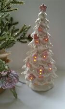 Ceramic Vintage Christmas Tree With Birdhouses, Pink, White or Aqua picture