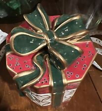 VTG JC Penny Home Holiday Ribbon Ceramic Box Handpainted 6