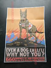 1943 WW2 USA RED CROSS DOG K9 ENLIST RECRUIT US ARMY WAR PROPAGANDA POSTER B42 picture