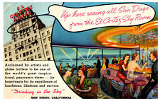 Vintage El Cortez Sky Room Hotel Advertising Interior Bar View San Diego CA 1947 picture