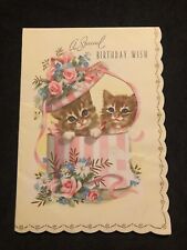 Vintage Happy Birthday Greeting Card Paper Collectible Cats & Hat Box picture