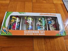 Nickelodeon Glassware Set 16 oz Pint Glasses Set Of 4 New In Box 2017 picture