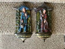 VTG DEVONWARE ASIAN HANDPAINTED CHALKWARE WALL PLAQUES picture