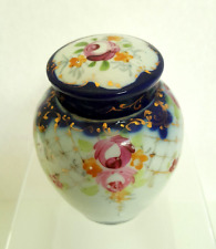 Vintage Ginger Jar with Lid Flow Blue Pink Rose Floral Hand Painted 4 3/8