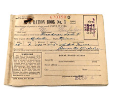 Vintage WW2 War Ration Book Three OPA Form R-130 Nicholson MI 1943 + Stamps #1W picture