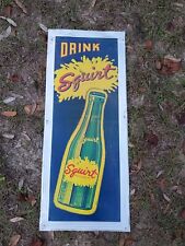 c.1940s Original Vintage Drink Squirt Sign Metal Embossed RARE First Edition  picture