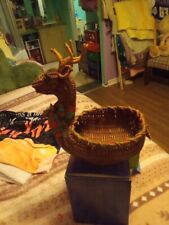 Deer Basket Vintage Wicker Reindeer Rattan Animal Planter Weave Woven 9” by 9” picture