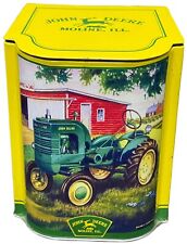 John Deere Tractor Tin Green/Red Barn Sloped Hinge Lid Storage Container 5.5