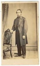 Antique CDV Circa 1860'S Handsome Older Man Beard Long Coat Dessaur New York, NY picture