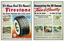 Firestone Town Country All Season Tires 1952 Vintage Print Ad 2 pg Old Cars picture