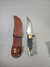 SCHRADE WALDEN New York USA 148 Fixed Blade Hunting KNIFE w/ Tooled Sheath  picture