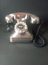 Vintage Grand Phone Corded Push Button with Flash Redial Metallic Silver picture
