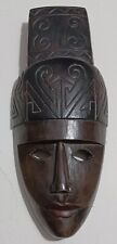 Vintage African Tribal Face Mask Wood Hand Carved  Wall Hanging 15