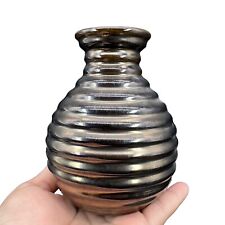 Vintage Haeger Pottery Copper Swirl Vase Ceramic Metallic Style Color 5.5