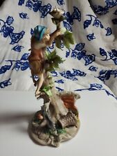 Vntg Capodimonte Italy Ethan Allen Bisque Figurine Boy Climbing Tree Doves Cool picture