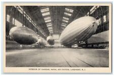 c1940s Interior Hangar Naval Air Station Lakehurst NJ Dirigible Airship Postcard picture