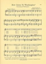 UNIVERSITY OF WASHINGTON Vintage Fight Song Sheet c1927 
