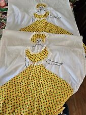 Two VTG  Homemade Applique Southern Belle Pillowcases Standard Size 29