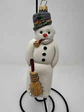 Vaillancourt Folk Art Glass Snowman Christmas Ornament Germany picture