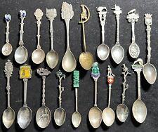 19 Unique Vintage Souvenir Collectors Spoons - 10 are Marked Silver picture