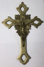 Vintage INRI Solid Brass Crucifix Cross Jesus Catholic Religious Ornate 11”x 7.5 picture