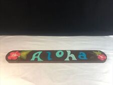 Aloha Wooden Sign 3.5” X 25” Tropical Tiki Bar Pink Hibiscus picture