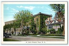 c1920's St. John's Hospital Building Classic Cars Fargo North Dakota Postcard picture